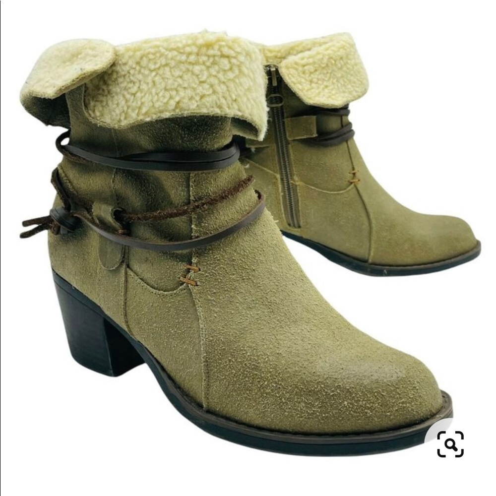 Sporto Leather Brown Sherpa Booties